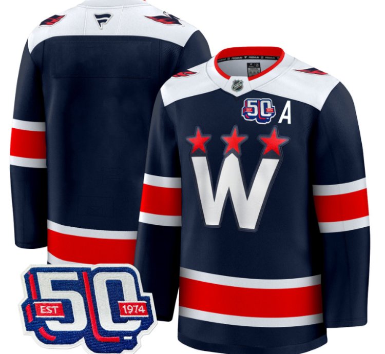 Men Team Jersey Washington Capitals 50th Anniversary Premium Stitched Navy
