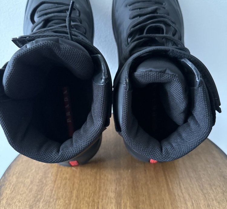 Black Prada Linea Rossa High Top Sneakers