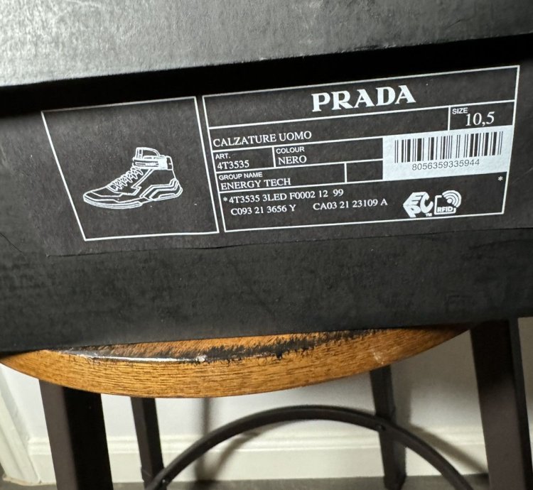 Black Prada Linea Rossa High Top Sneakers
