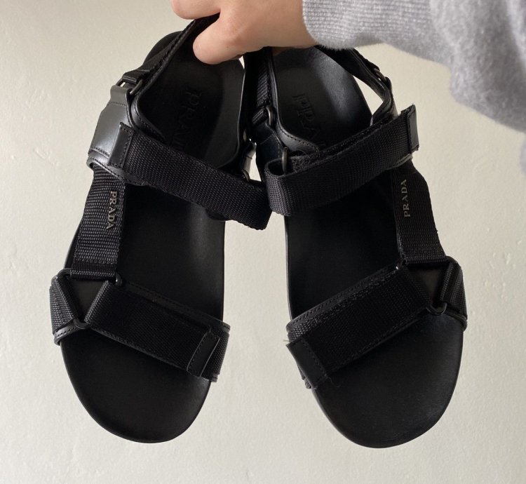 Black Prada Sandals Nylon-leather