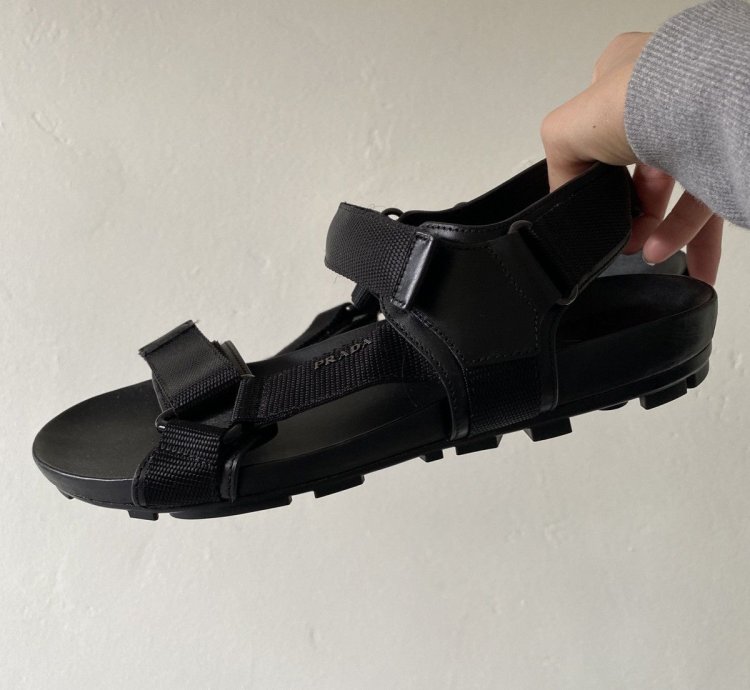 Black Prada Sandals Nylon-leather