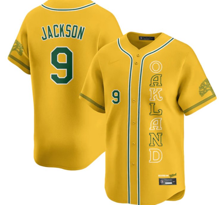 Reggie Jackson Jersey 9 Oakland Athletics City Connect Concept Stitched Yellow