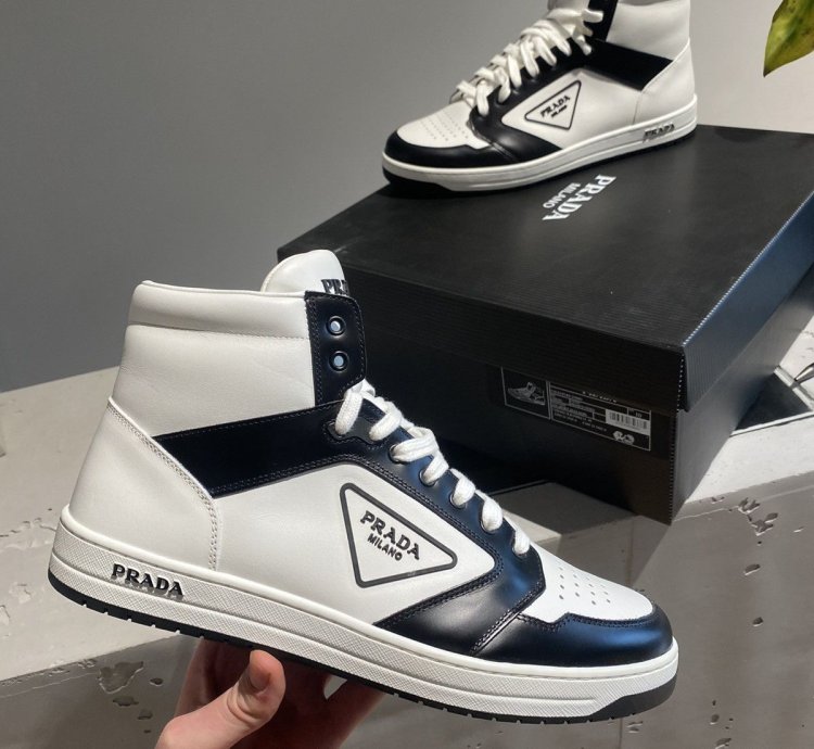 Black Week Prada District Leather High-top Sneaker