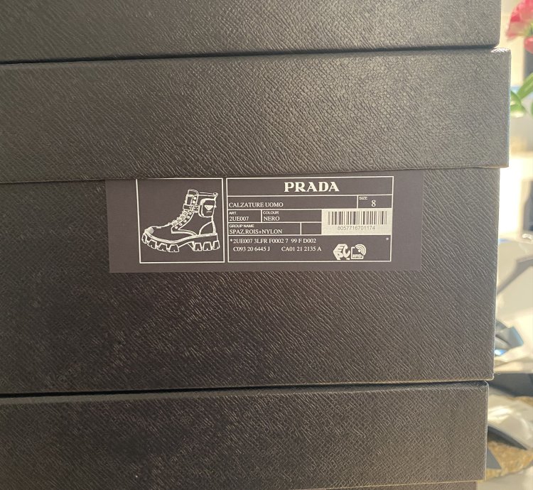 Black Week Prada Logo Combat Boots Ankle Pouch