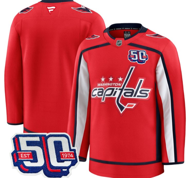 Men Team Jersey Washington Capitals 50th Anniversary Stitched Red