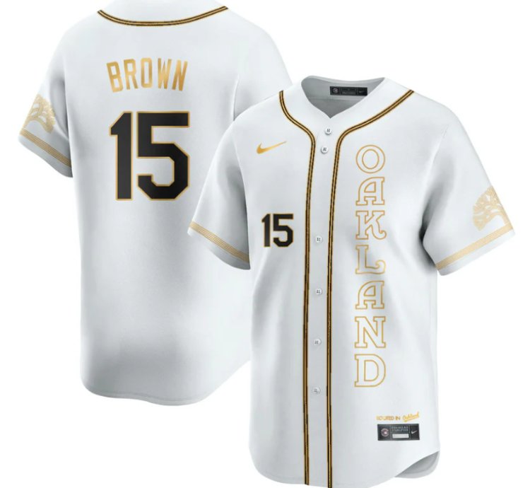 Seth Brown Jersey 15 Oakland Athletics City Connect Concept Stitched White Gold