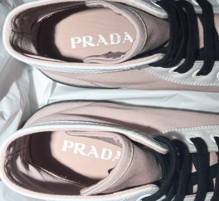 Bnwt Prada Gabardine Hi-top Sneakers