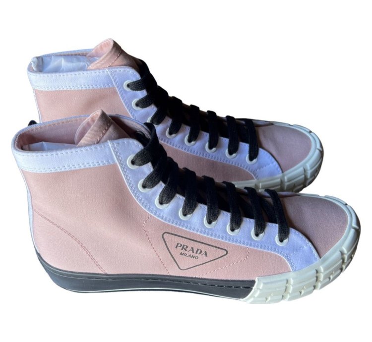 Bnwt Prada Gabardine Hi-top Sneakers