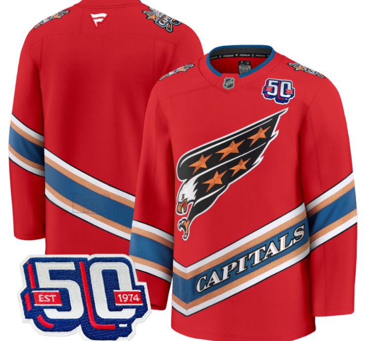 Men Team Jersey Washington Capitals Screaming Eagle 50th Anniversary Red