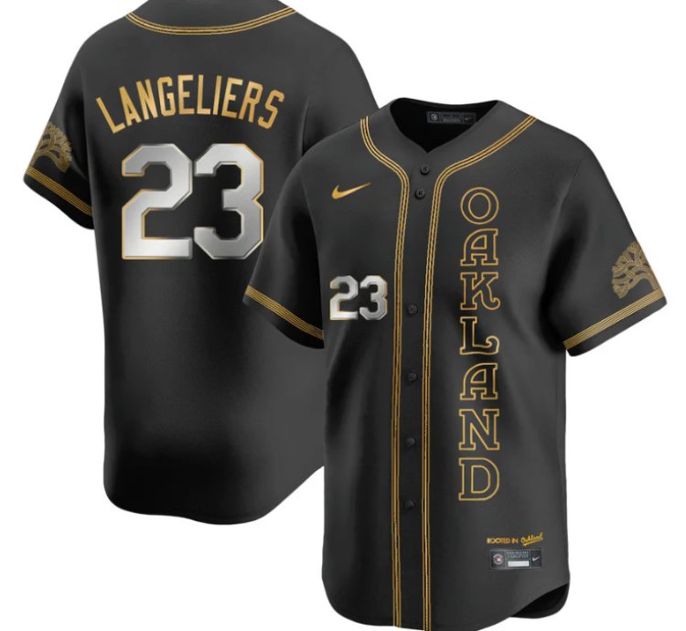 Shea Langeliers Jersey 23 Oakland Athletics City Connect Concept Stitched Black Gold