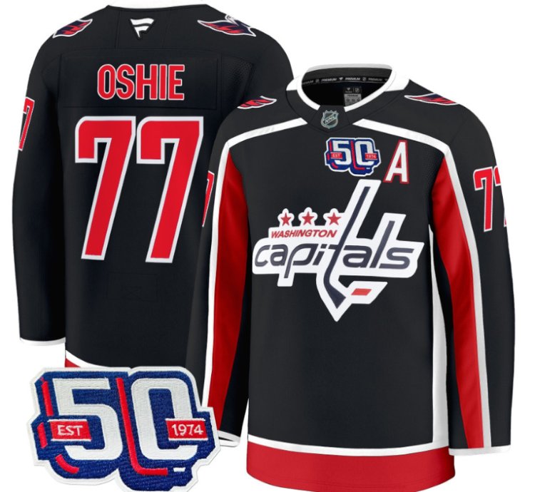 Men Tj Oshie Jersey 77 Washington Capitals 50th Anniversary Black