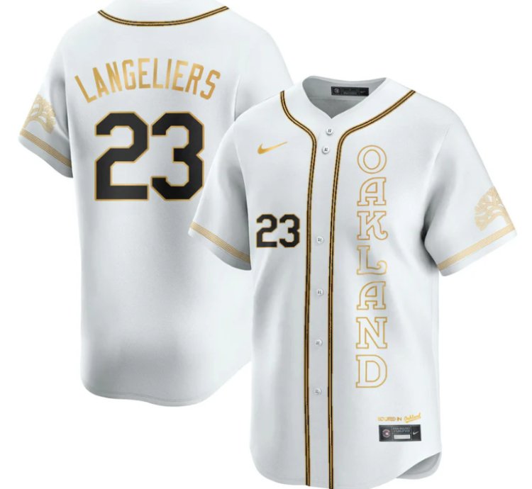 Shea Langeliers Jersey 23 Oakland Athletics City Connect Concept Stitched White Gold