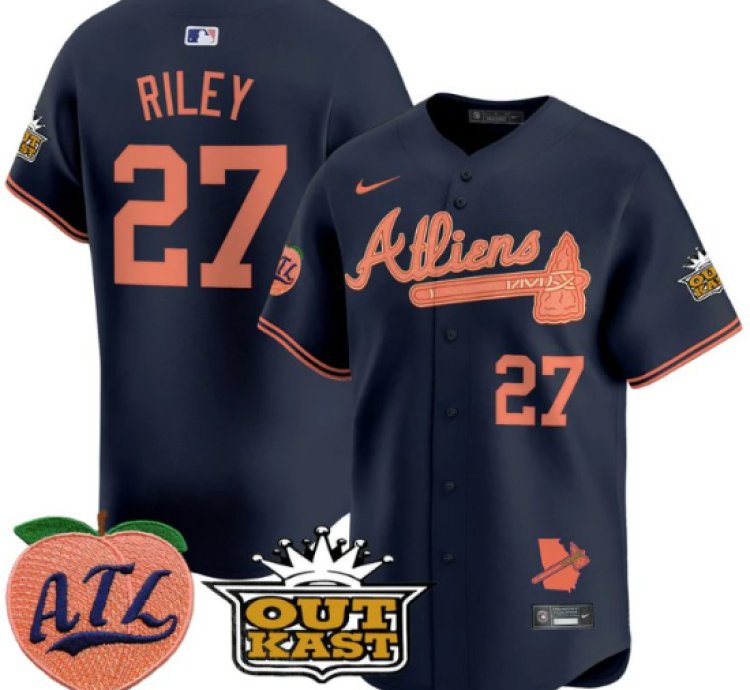 Austin Riley Jersey 27 Atlanta Braves Atliens Peach Vapor Premier Limited Stitched