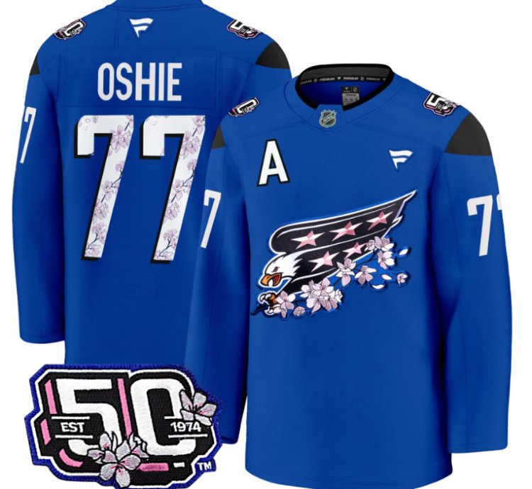 Men Tj Oshie Jersey 77 Washington Capitals 50th Anniversary Cherry Blossom