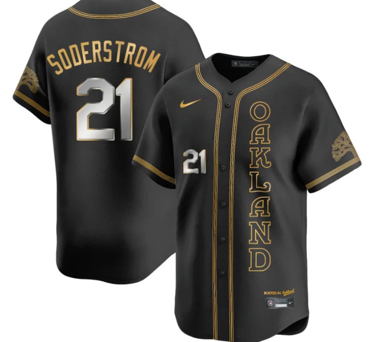Tyler Soderstrom Jersey 21 Oakland Athletics City Connect Concept Stitched Black Gold