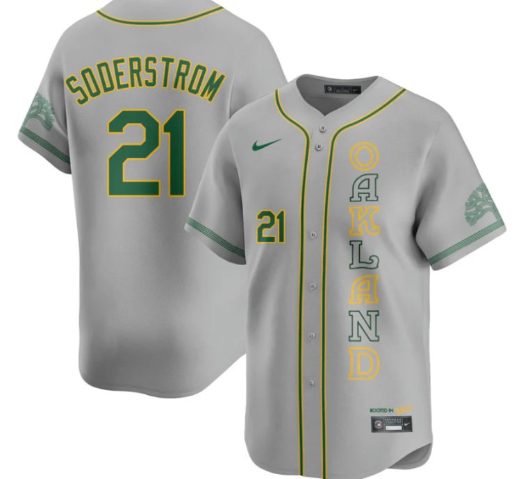 Tyler Soderstrom Jersey 21 Oakland Athletics City Connect Concept Stitched Gray