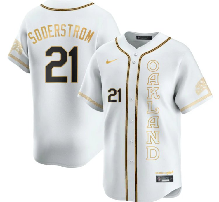 Tyler Soderstrom Jersey 21 Oakland Athletics City Connect Concept Stitched White Gold
