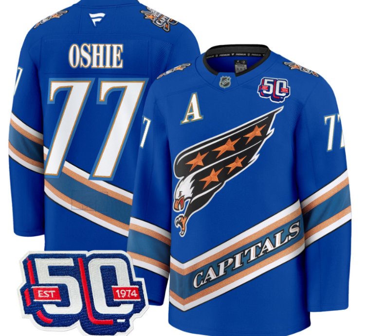 Men Tj Oshie Jersey 77 Washington Capitals Eagle 50th Anniversary Royal