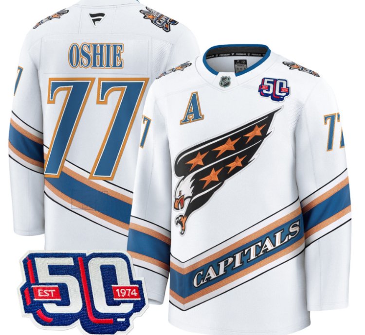 Men Tj Oshie Jersey 77 Washington Capitals Eagle 50th Anniversary White