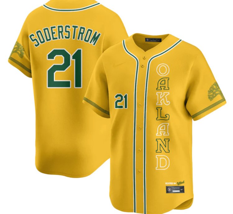Tyler Soderstrom Jersey 21 Oakland Athletics City Connect Concept Stitched Yellow