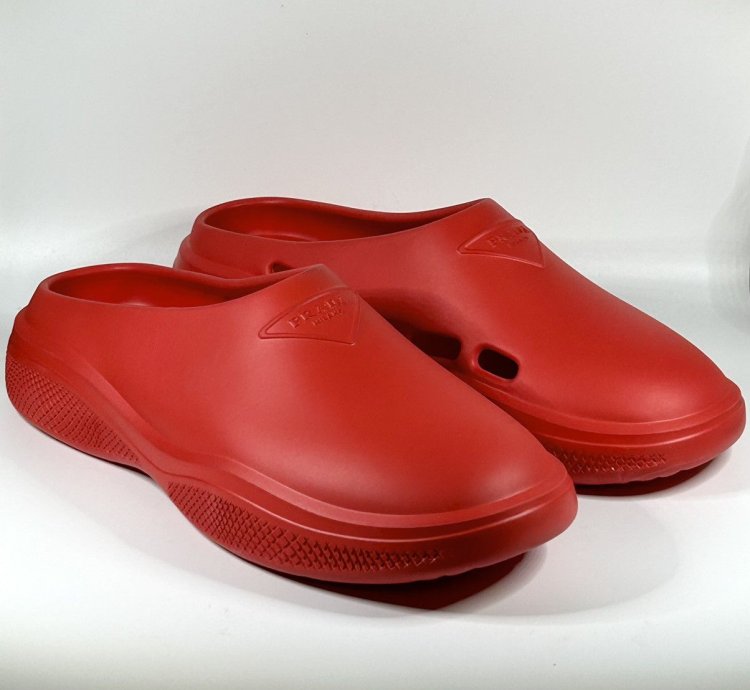 Brand New Prada Red Rubber Mules Size 43eu 10us