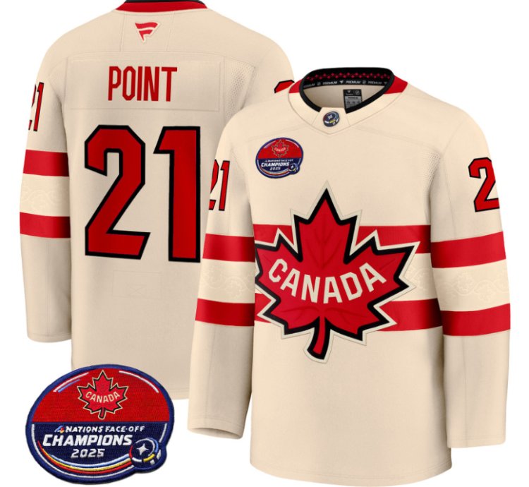 Men Brayden Point Jersey 21 Canada 4 Nations Face-off 2025 Champions V2 Cream