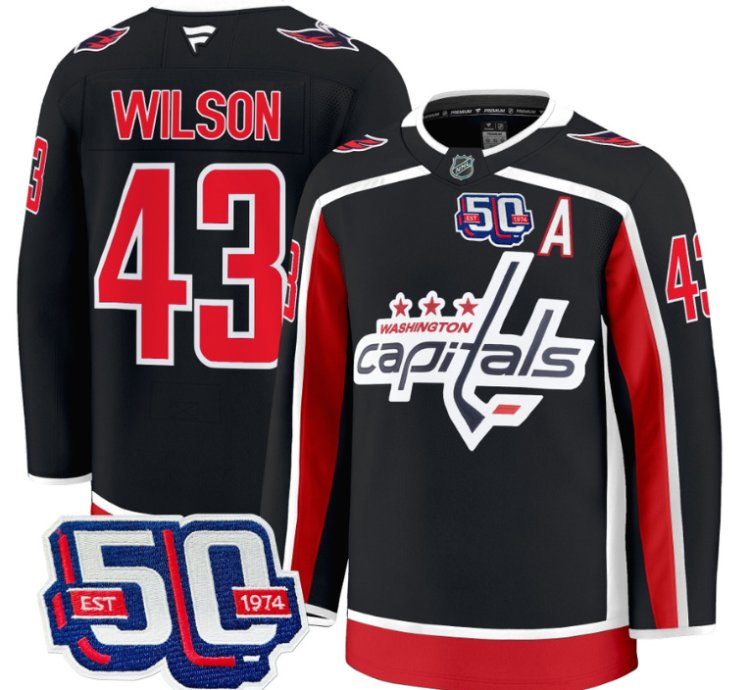 Men Tom Wilson Jersey 43 Washington Capitals 50th Anniversary Stitched Black