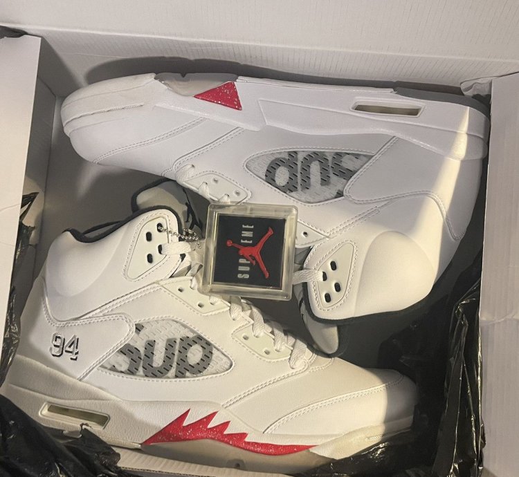 Brand New White Supreme Jordan 5 Retros