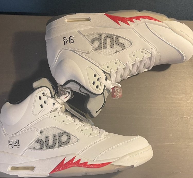 Brand New White Supreme Jordan 5 Retros