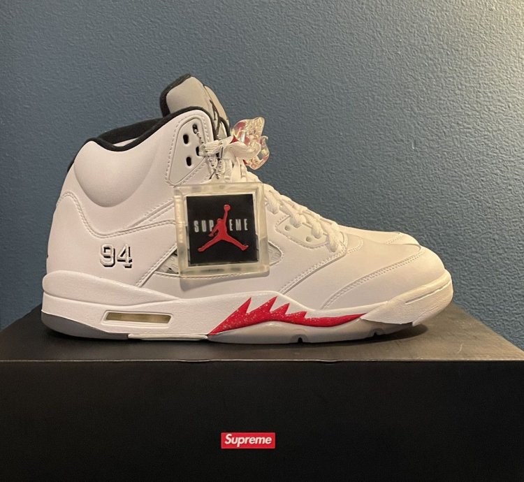 Brand New White Supreme Jordan 5 Retros