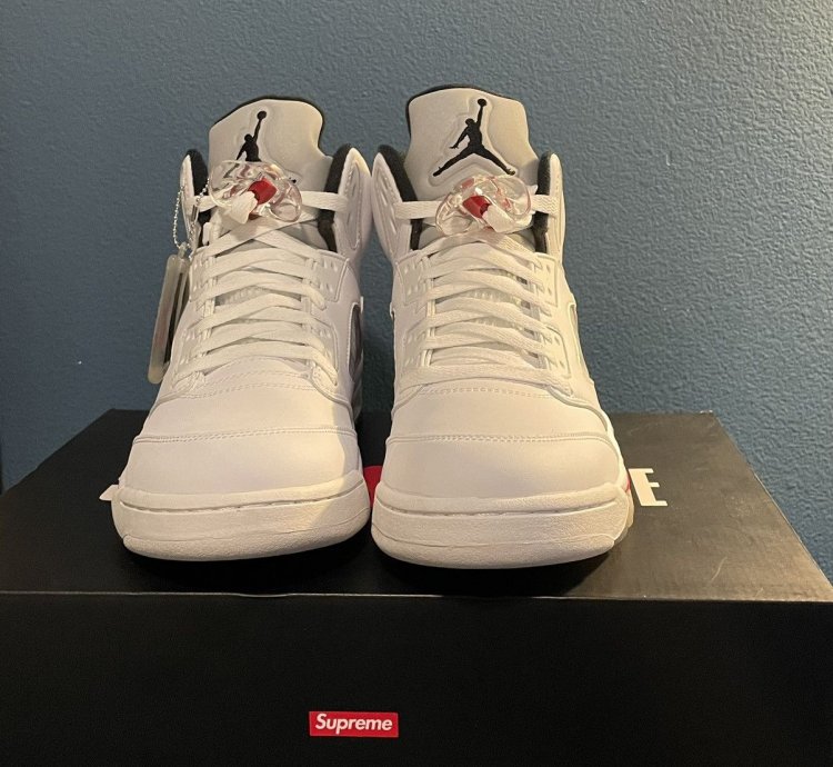 Brand New White Supreme Jordan 5 Retros