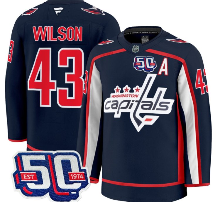 Men Tom Wilson Jersey 43 Washington Capitals 50th Anniversary Stitched Navy