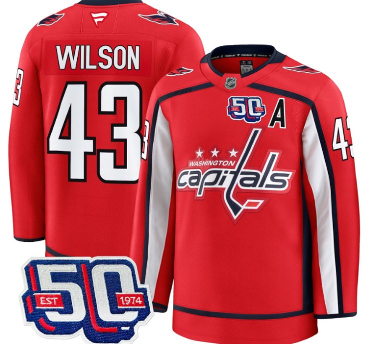 Men Tom Wilson Jersey 43 Washington Capitals 50th Anniversary Stitched Red