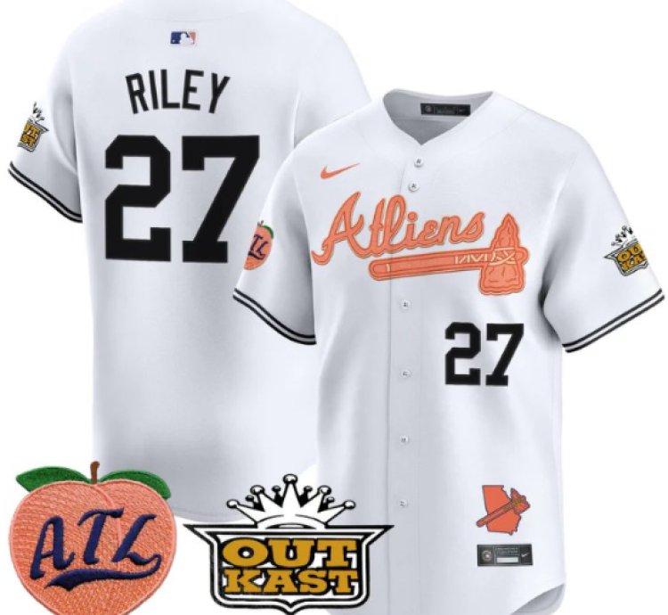 Austin Riley Jersey 27 Atlanta Braves Atliens Peach Vapor Premier Limited Stitched White
