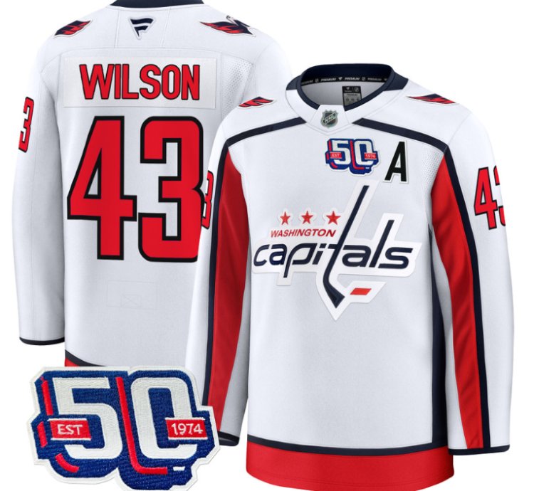 Men Tom Wilson Jersey 43 Washington Capitals 50th Anniversary White