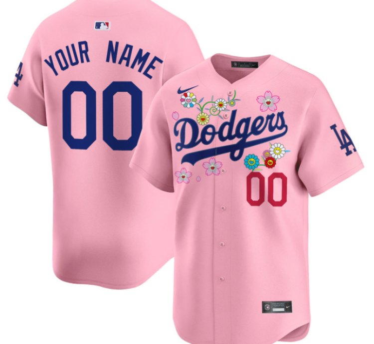 Custom Dodgers Jersey Takashi Murakami 2025 Vapor Premier Limited Stitched Cherry Blossom