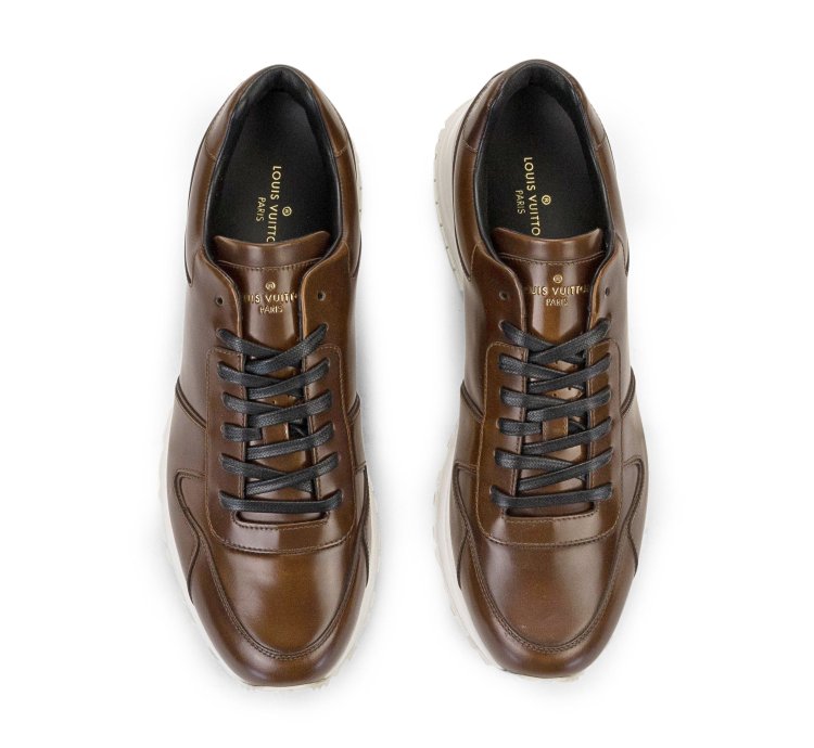 Brown Glazed Leather Run Away Sneakers