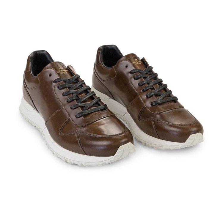 Brown Glazed Leather Run Away Sneakers