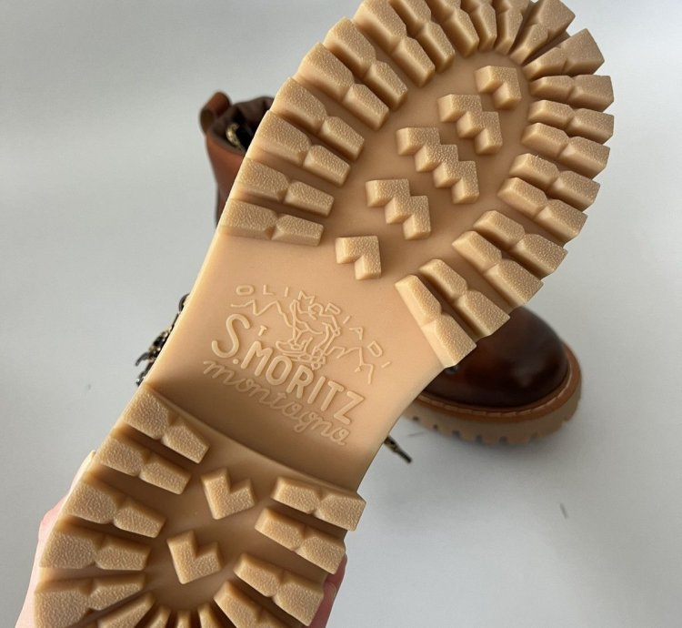 Brown Leather Lace Up Boots With Triangle Logo