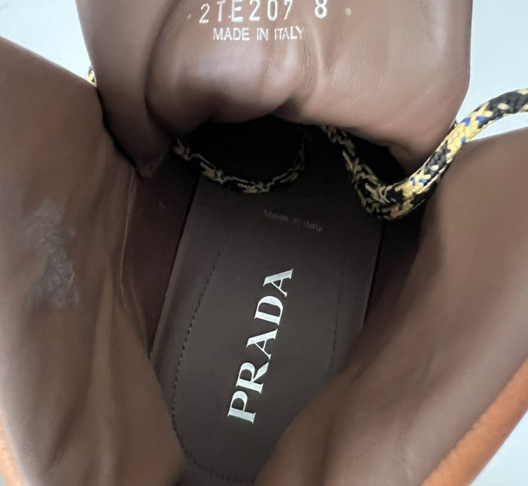 Brown Leather Lace Up Boots With Triangle Logo