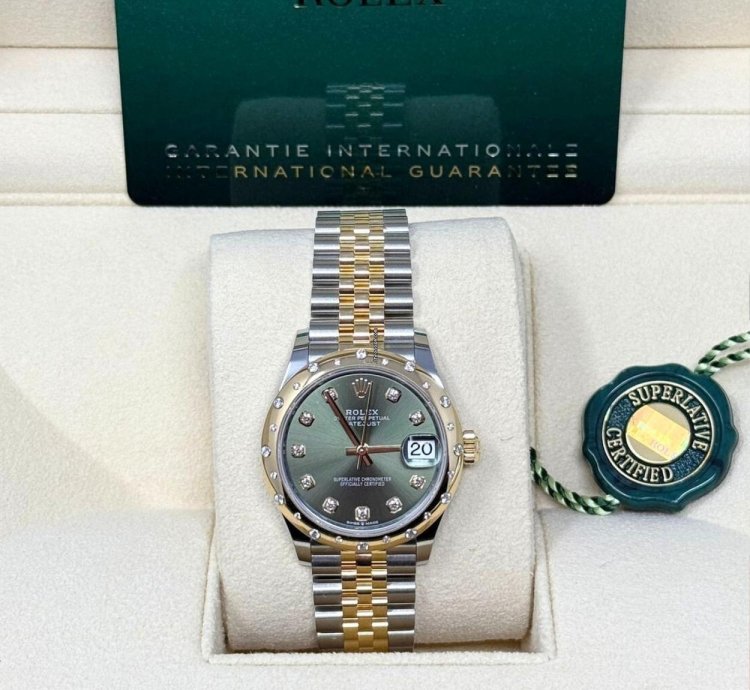 Rolex Datejust 278343rbr Datejust 31mm Two-tone Diamond-set Bezel Olive Green Diamond-set Jubilee