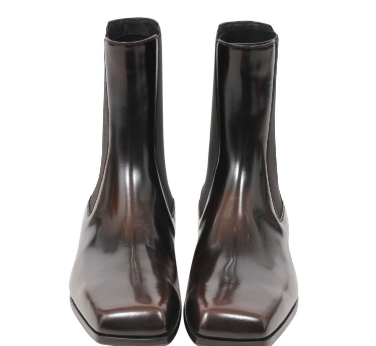 Brown Leather Square Toe Chelsea Boots - 01278