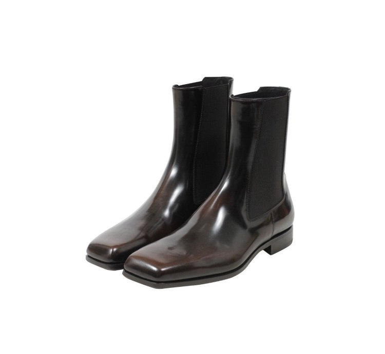Brown Leather Square Toe Chelsea Boots - 01278