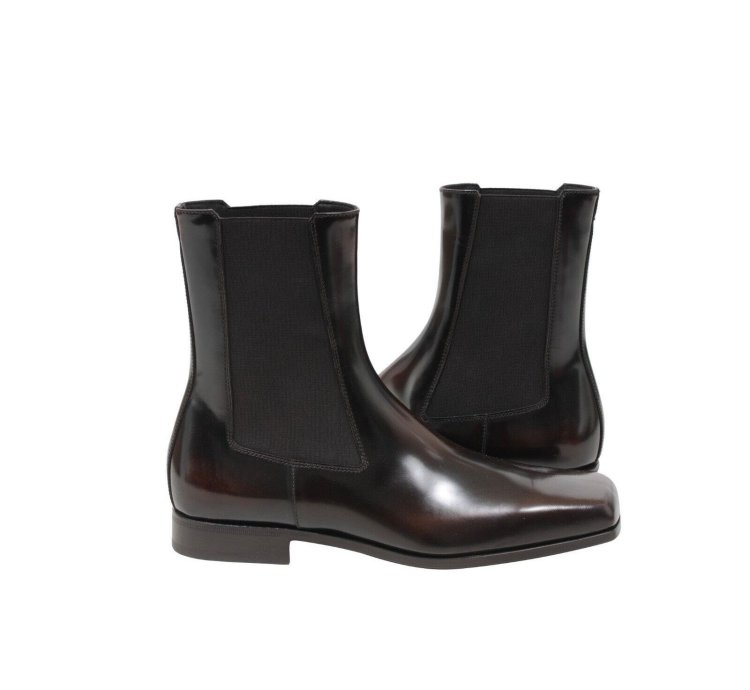 Brown Leather Square Toe Chelsea Boots - 01278