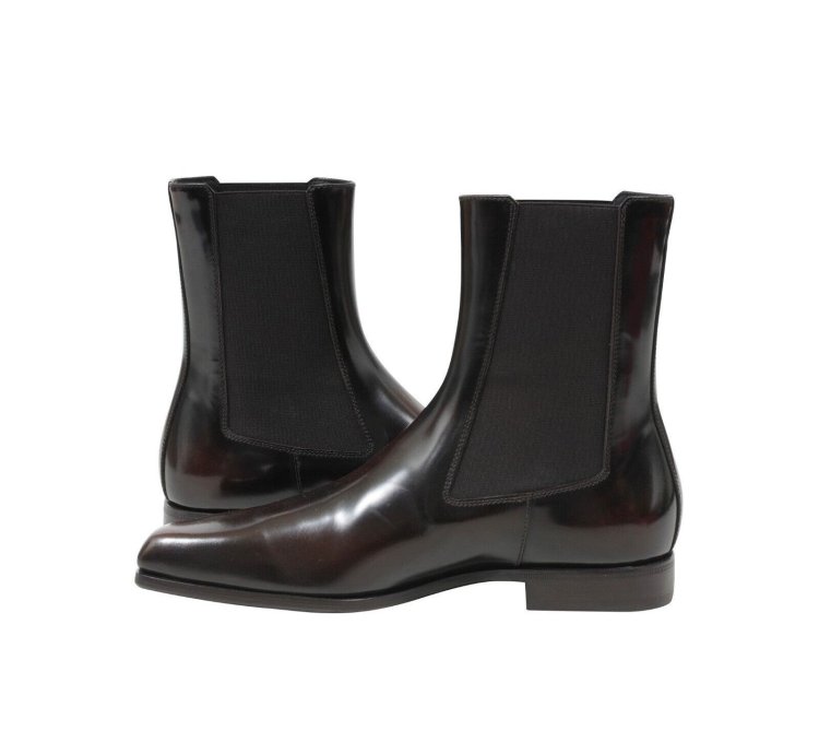 Brown Leather Square Toe Chelsea Boots - 01278