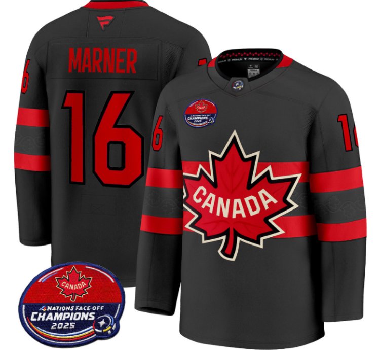 Men Mitch Marner Jersey 16 Canada 4 Nations Face-off 2025 Champions V2 Black