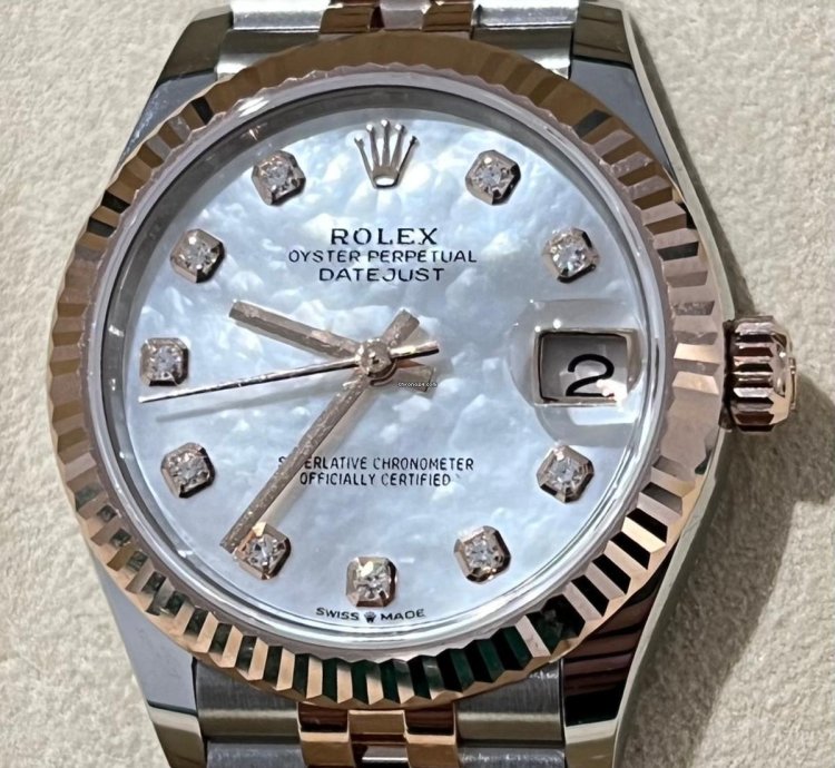 Rolex Datejust 31 2024 Datejust 31 Steel Rose Gold Factory Mop Diamond Dial Unworn Box Papers 278271