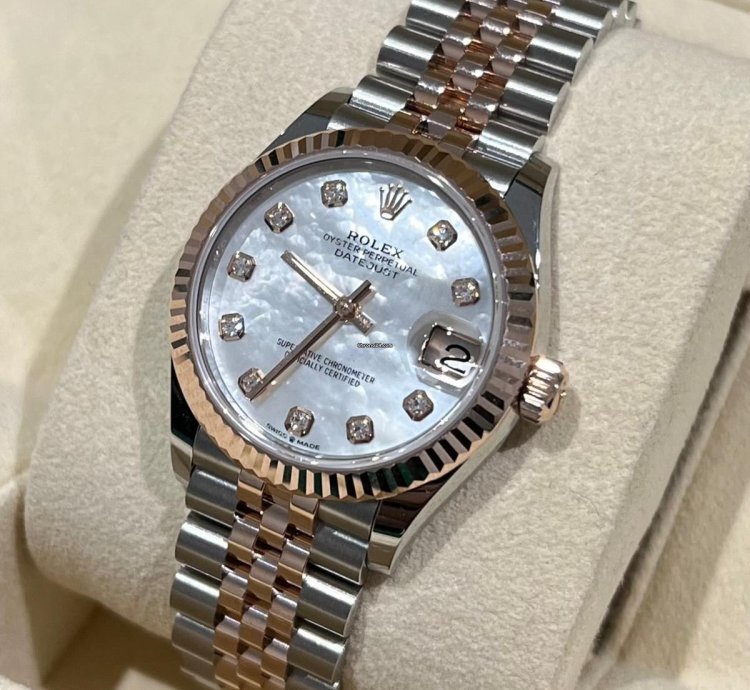 Rolex Datejust 31 2024 Datejust 31 Steel Rose Gold Factory Mop Diamond Dial Unworn Box Papers 278271