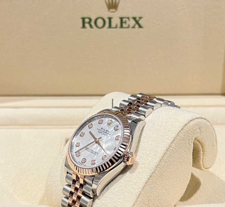 Rolex Datejust 31 2024 Datejust 31 Steel Rose Gold Factory Mop Diamond Dial Unworn Box Papers 278271