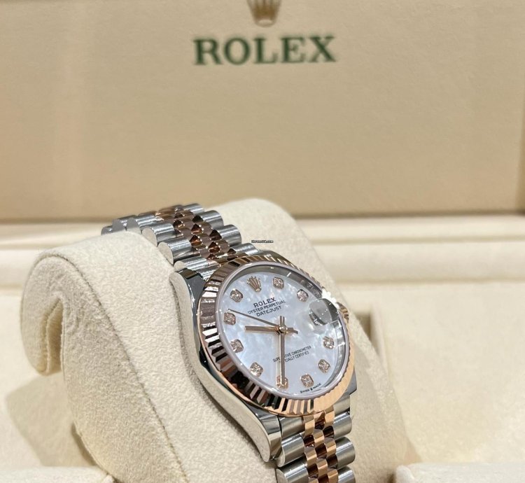Rolex Datejust 31 2024 Datejust 31 Steel Rose Gold Factory Mop Diamond Dial Unworn Box Papers 278271